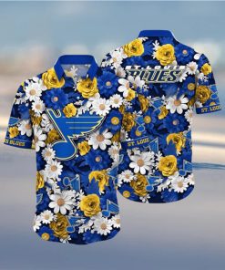 NHL St. Louis Blues Hawaiian Shirt Tropical Begonia Flower Pattern Summer Hawaiian Shirt