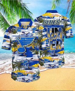 NHL St. Louis Blues Hawaiian Shirt Tropical Desert Island Motif Summer Hawaiian Shirt