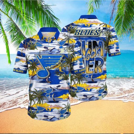 NHL St. Louis Blues Hawaiian Shirt Tropical Desert Island Motif Summer Hawaiian Shirt