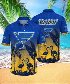 NHL St. Louis Blues Hawaiian Shirt Tropical Flamingo Pattern Summer Hawaiian Shirt
