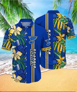 NHL St. Louis Blues Hawaiian Shirt Tropical Tropical Forest Floral Pattern Summer Hawaiian Shirt