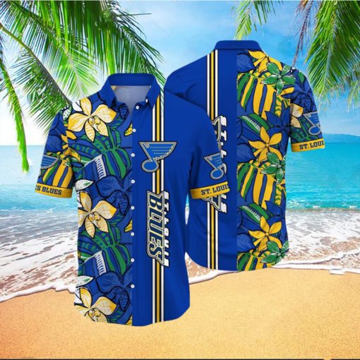 NHL St. Louis Blues Hawaiian Shirt Tropical Tropical Forest Floral Pattern Summer Hawaiian Shirt
