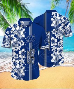 NHL Tampa Bay Lightning Hawaiian Shirt Tropical Apricot Blossom Pattern Summer Hawaiian Shirt