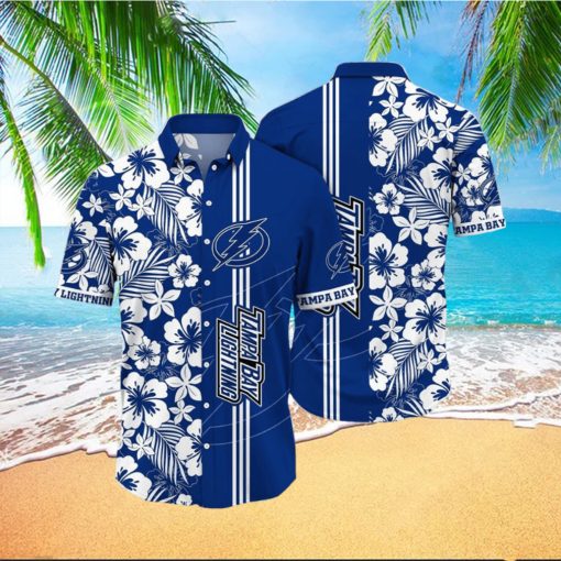 NHL Tampa Bay Lightning Hawaiian Shirt Tropical Apricot Blossom Pattern Summer Hawaiian Shirt