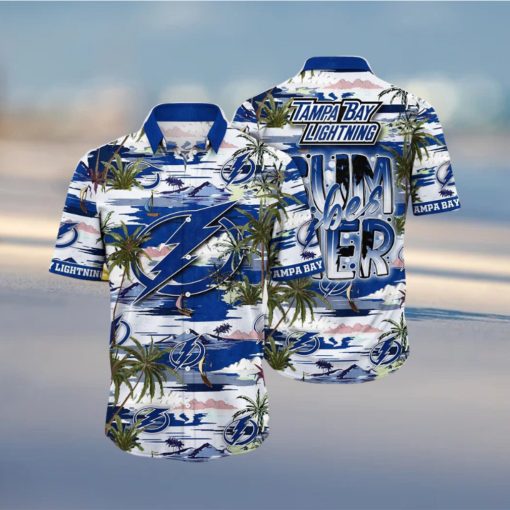 NHL Tampa Bay Lightning Hawaiian Shirt Tropical Desert Island Motif Summer Hawaiian Shirt