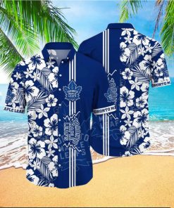 NHL Toronto Maple Leafs Hawaiian Shirt Tropical Apricot Blossom Pattern Summer Hawaiian Shirt