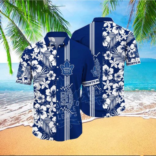 NHL Toronto Maple Leafs Hawaiian Shirt Tropical Apricot Blossom Pattern Summer Hawaiian Shirt