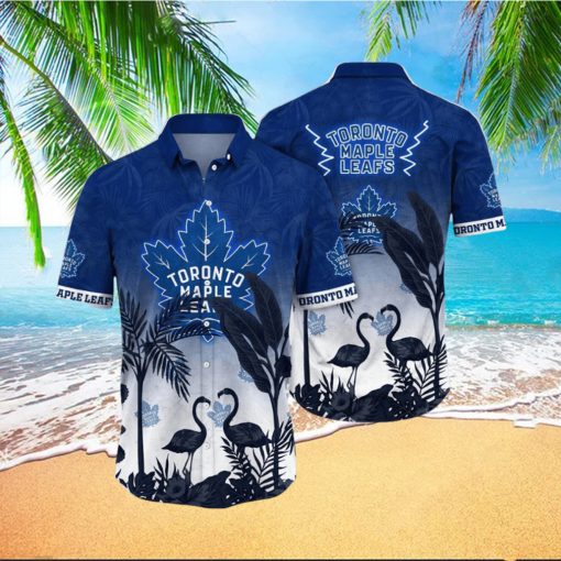 NHL Toronto Maple Leafs Hawaiian Shirt Tropical Flamingo Pattern Summer Hawaiian Shirt