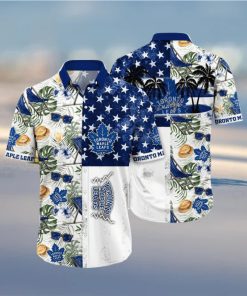 NHL Toronto Maple Leafs Hawaiian Shirt Tropical Hat And Glasses Pattern Summer Hawaiian Shirt