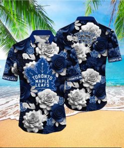 NHL Toronto Maple Leafs Hawaiian Shirt Tropical Rose Pattern Summer Hawaiian Shirt
