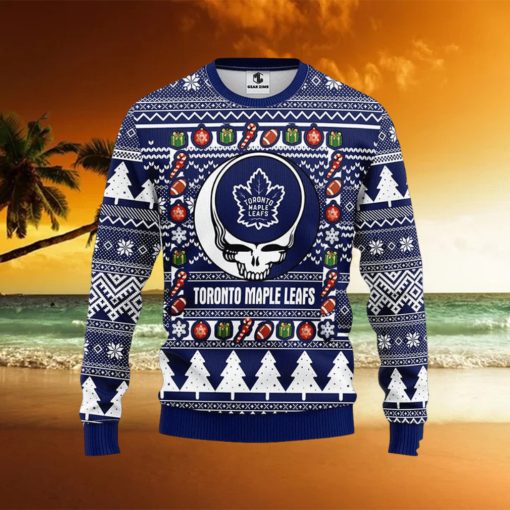 NHL Toronto Maple Leafs Ugly Sweater Grateful Dead Ugly Christmas Fleece Sweater