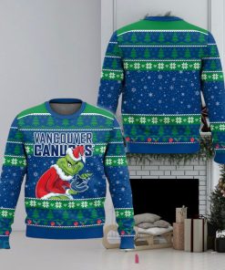 NHL Vancouver Canucks Grinch Logo Style Christmas Knitted 3D Sweater For Fans