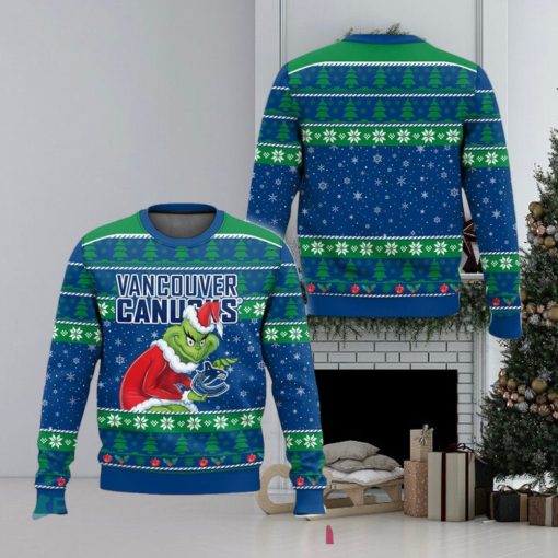 NHL Vancouver Canucks Grinch Logo Style Christmas Knitted 3D Sweater For Fans