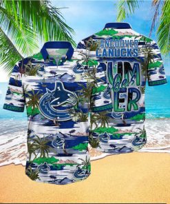 NHL Vancouver Canucks Hawaiian Shirt Tropical Desert Island Motif Summer Hawaiian Shirt