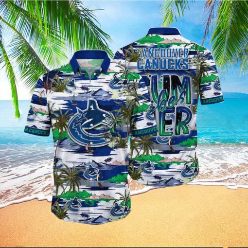 NHL Vancouver Canucks Hawaiian Shirt Tropical Desert Island Motif Summer Hawaiian Shirt