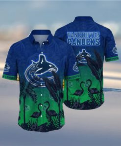 NHL Vancouver Canucks Hawaiian Shirt Tropical Flamingo Pattern Summer Hawaiian Shirt