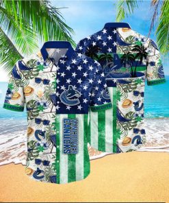 NHL Vancouver Canucks Hawaiian Shirt Tropical Hat And Glasses Pattern Summer Hawaiian Shirt