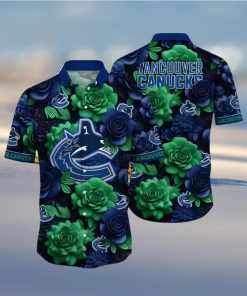 NHL Vancouver Canucks Hawaiian Shirt Tropical Rose Pattern Summer Hawaiian Shirt