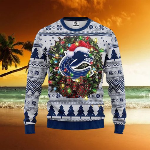 NHL Vancouver Canucks Ugly Sweater Christmas Wreath Ugly Sweater