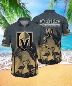 NHL Vegas Golden Knights Hawaiian Shirt Tropical Flamingo Pattern Summer Hawaiian Shirt