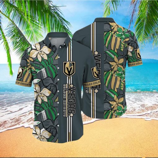 NHL Vegas Golden Knights Hawaiian Shirt Tropical Tropical Forest Floral Pattern Summer Hawaiian Shirt