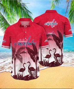 NHL Washington Capitals Hawaiian Shirt Tropical Flamingo Pattern Summer Hawaiian Shirt