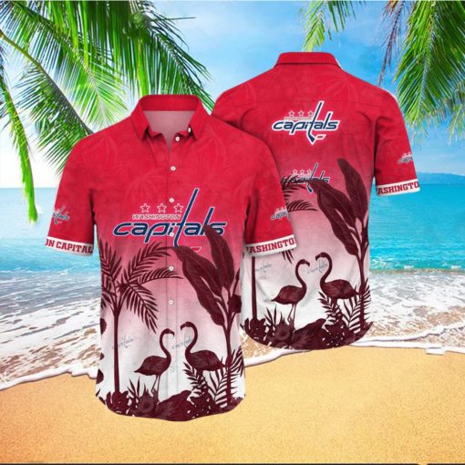 NHL Washington Capitals Hawaiian Shirt Tropical Flamingo Pattern Summer Hawaiian Shirt