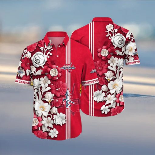 NHL Washington Capitals Hawaiian Shirt Tropical Hepatica Floral Pattern Summer Hawaiian Shirt