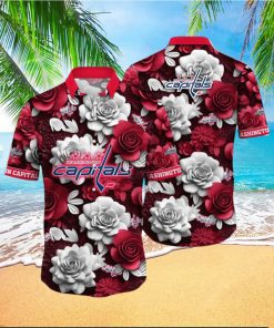 NHL Washington Capitals Hawaiian Shirt Tropical Rose Pattern Summer Hawaiian Shirt