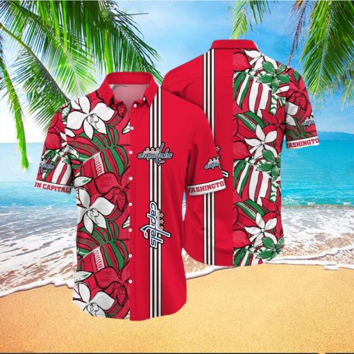 NHL Washington Capitals Hawaiian Shirt Tropical Tropical Forest Floral Pattern Summer Hawaiian Shirt