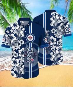 NHL Winnipeg Jets Hawaiian Shirt Tropical Apricot Blossom Pattern Summer Hawaiian Shirt