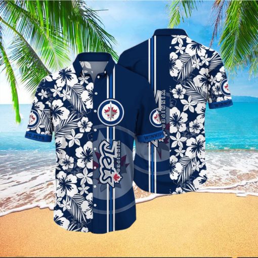 NHL Winnipeg Jets Hawaiian Shirt Tropical Apricot Blossom Pattern Summer Hawaiian Shirt