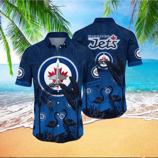 NHL Winnipeg Jets Hawaiian Shirt Tropical Flamingo Pattern Summer Hawaiian Shirt