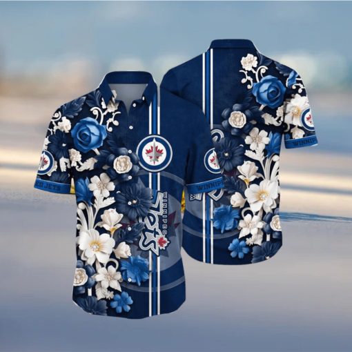 NHL Winnipeg Jets Hawaiian Shirt Tropical Hepatica Floral Pattern Summer Hawaiian Shirt
