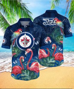NHL Winnipeg Jets Hawaiian Shirt Tropical Parrot And Flamingo Motifs Summer Hawaiian Shirt