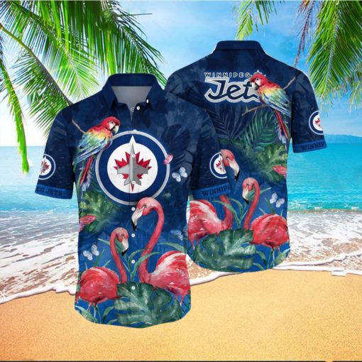 NHL Winnipeg Jets Hawaiian Shirt Tropical Parrot And Flamingo Motifs Summer Hawaiian Shirt