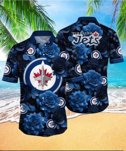 NHL Winnipeg Jets Hawaiian Shirt Tropical Rose Pattern Summer Hawaiian Shirt