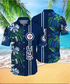 NHL Winnipeg Jets Hawaiian Shirt Tropical Tropical Forest Floral Pattern Summer Hawaiian Shirt