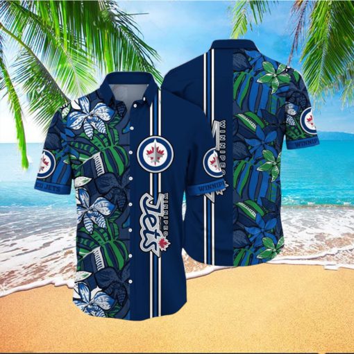 NHL Winnipeg Jets Hawaiian Shirt Tropical Tropical Forest Floral Pattern Summer Hawaiian Shirt