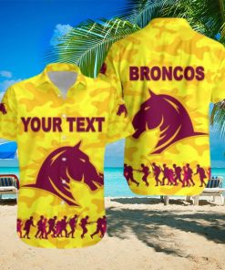 NRL Brisbane Broncos ANZAC Day Camouflage Custom Text Hawaiian Shirt