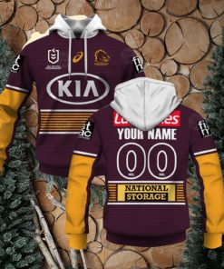NRL Brisbane Broncos Custom Name Number 2021 Home Jersey Pullover Hoodie