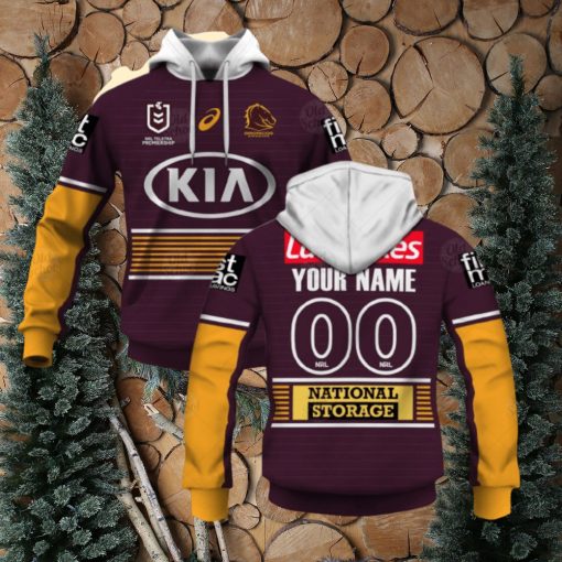 NRL Brisbane Broncos Custom Name Number 2021 Home Jersey Pullover Hoodie