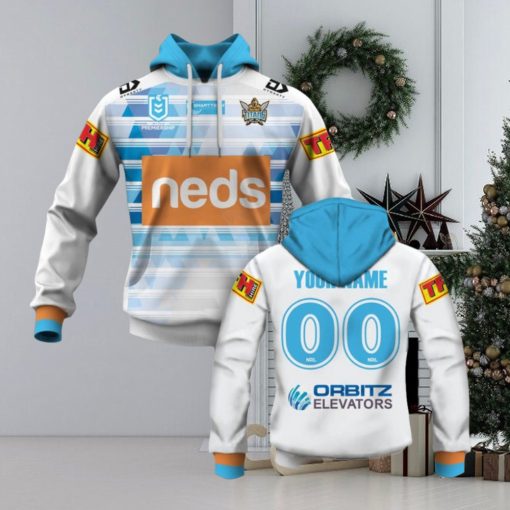 NRL Gold Coast Titans Custom Name Number 2020 Away Jersey Pullover Hoodie