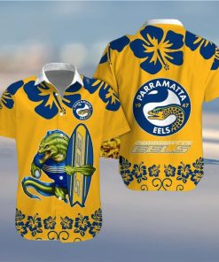 NRL Logo Parramatta Eels Big Hibiscus Hawaiian Shirt And Short Gift For Fans