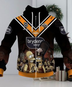 NRL Wests Tigers Custom Name Number x The Simpsons 2020 Halloween Jersey Zip Up Hoodie