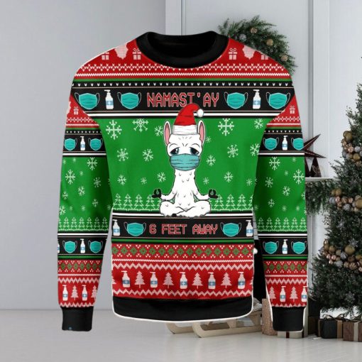 Namaste Stay 6 Feet Away Ugly Christmas Sweater Xmas Gift Men And Women Christmas Sweater