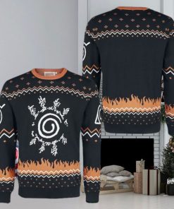 Naruto Eight Trigrams Sealing Style Orange And Black Pattern Holiday Ugly Christmas Sweater