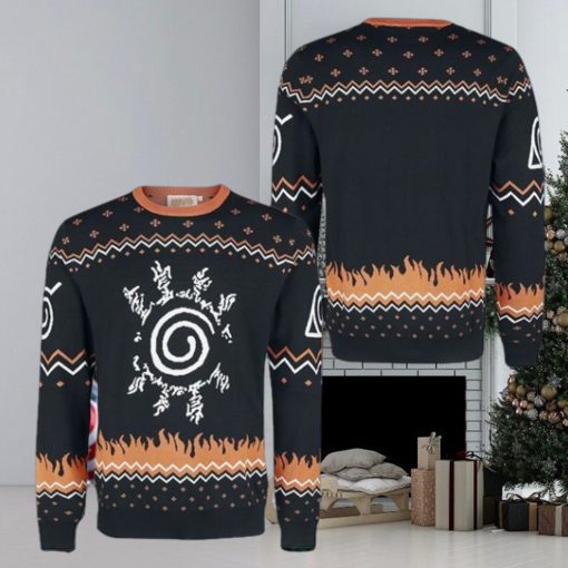 Naruto Eight Trigrams Sealing Style Orange And Black Pattern Holiday Ugly Christmas Sweater