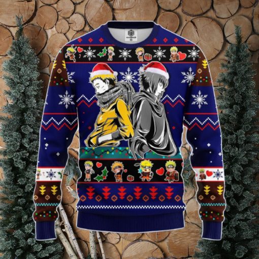 Naruto Sasuke Ugly Christmas Sweater Blue 1 Amazing Gift Men And Women Christmas Gift