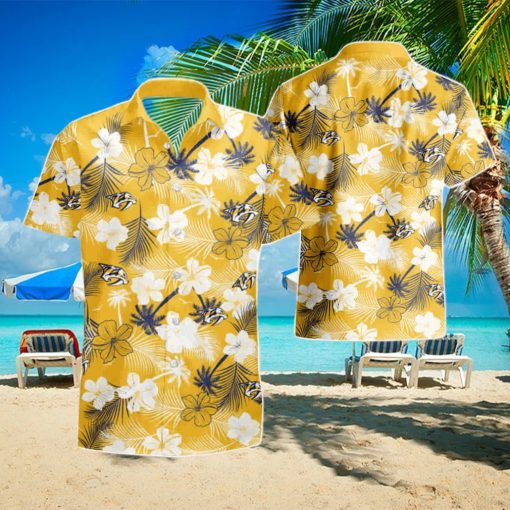 Nashville Predators Hawaii Floral Pattern Hawaiian Shirt   Short